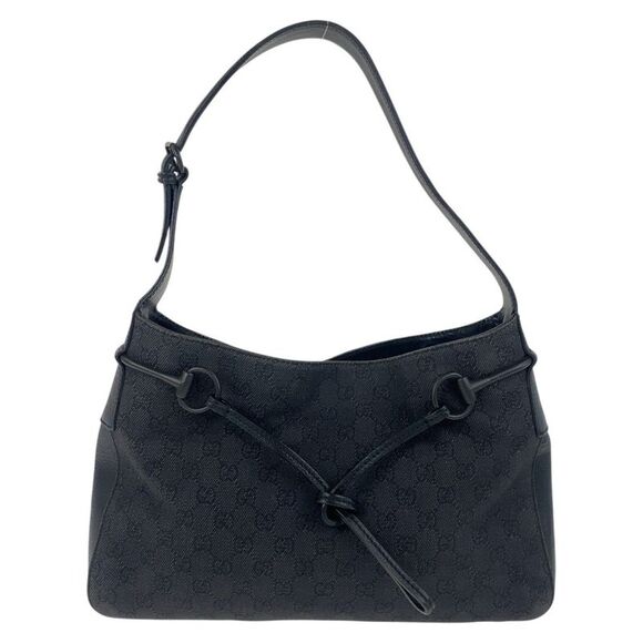 Gucci Horsebit GG Canvas Leather Shoulder Bag - Picture 1 of 10